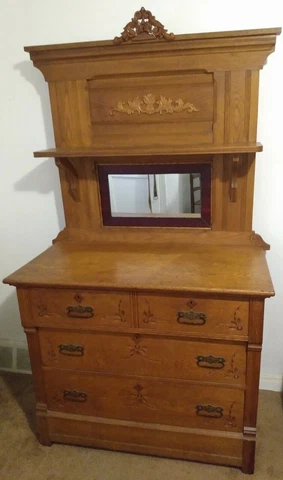 Golden oak 4 drawer Victorian buffet circa 1890 Cover