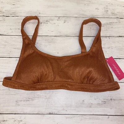 Top de bikini Xhilaration para mujer XL naranja dorado sólido acanalado sujetador de natación óxido oscuro L Foto 1 de 4