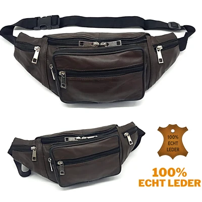 ELYARZI Bauchtasche echt Leder, Gürteltasche Unisex Hüfttasche Sport Crossbody Bag Braun