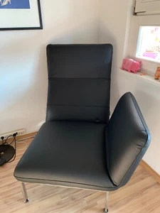 Brühl Multifunktionssessel Roro small, Leder Lama schwarz, Chromgest. mit Rollen - Bild 1 von 4