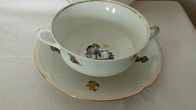 TASSE DEJEUNER D'ENFANT A OREILLES EN PORCELAINE DE LIMOGES STYLE GERMAINE BOURE - Photo 1/4