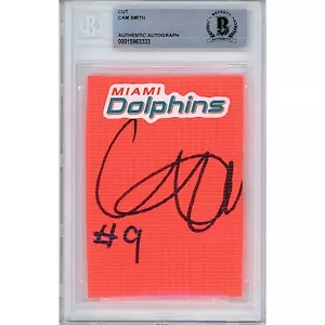 Cam Smith Auto Miami Dolphins Signed Football Pylon Cut Beckett Autograph Slab - Picture 1 of 4
