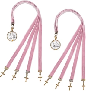 2 PCS Velvet Ribbons Bible Bookmarks 14.45" Bible Bookmarks with 4 Velvet Ribbon - Picture 1 of 12