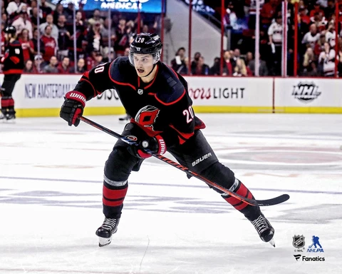 Sebastian Aho Carolina Hurricanes Black Alternate Jersey Skating 8" x 10" Photo Cover