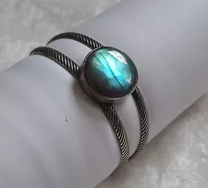 Labradorite Sterling Silver Cuff Bracelet ~ JILLIAN VO ~ MADE IN USA - Picture 1 of 11