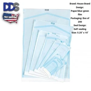 5.25" x 10" Self-Sealing Sterilization Pouch, Paper/Blue-Green (FAST SHIPPING) - Picture 1 of 1