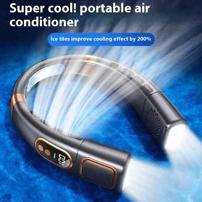 Neck Fan Rechargeable 8000mAh LED Display 360° Cooling Airflow Mini Conditioner - Image 1 of 4