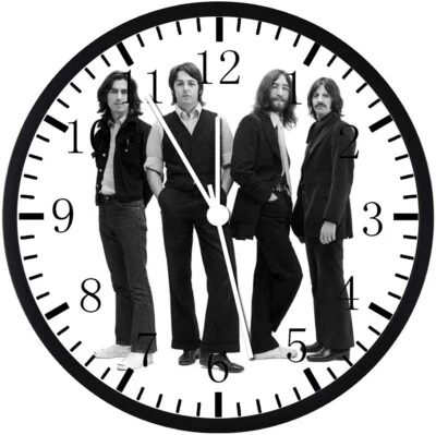 Reloj de Pared The Beatles Marco Negro Grande 12" Cara de Vidrio Sin Marcar E41 NUEVO Foto 1 de 4