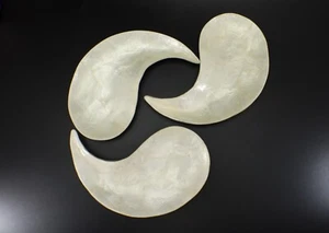 Shell Sushi or TRINKET DISH 6” Ying Yang Shape long Set of 3 Pale Yellow - Picture 1 of 8