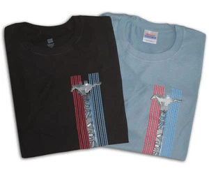 2 Pack Ford Mustang racing stripe design blue black men's size tee shirt t-shirt - Picture 1 of 1