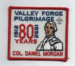 1992 Valley Forge Pilgrimage Patch (General Morgan, 80th Year), Plastic Back - Bild 1 von 1