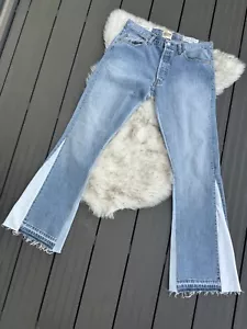 Gallery Dept. La Flare Distressed Two Tone Jeans | Blue | Size 34W | RRP £800 - Picture 1 of 15