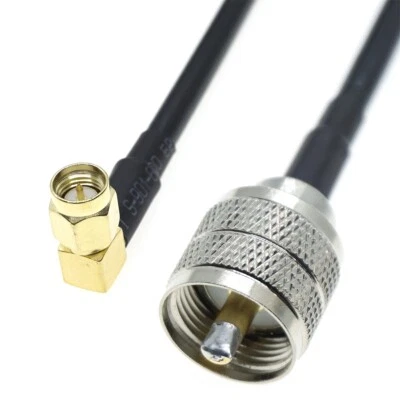 UHF male PL259 to SMA male right angle connector lot RF Coax Cable jumper RG58 - Image 1 of 2