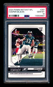 2024 PANINI INSTANT COOPER DEJEAN RC COMPLEANNO SUPER BOWL PICK-SIX EAGLES PSA 10! - Foto 1 di 2