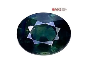 1.71CTS AIG certified green blue natural sapphire oval cut loose gemstone - Picture 1 of 5