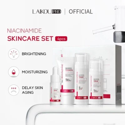 LAIKOU Pro Niacinamide Brightening Skincare 4pcs/Set Serum Toner Oil Control  - Image 1 of 4