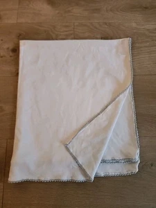 Pixie LILLY baby Blanket Receiving White Blue Trim Prima Cotton Jersey - Picture 1 of 3
