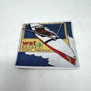 Parche bordado vintage Wet Roads Thru America kayak canoa - Imagen 1 de 5