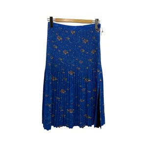 ISSEY MIYAKE FETE Pleated Skirt Blue Floral Polyester Size 2 Made in Japan - Picture 1 of 5