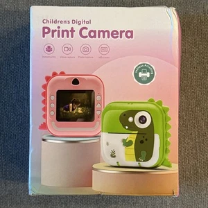 NIB Pink Dinosaur Kid Children's Digital Instant Print Camera HD Screen - Picture 1 of 3