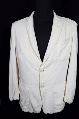 Rare Vintage Deux Bouton 1950's Blanc Rayon Lin Style Sport Taille Veste 38 - Photo 1/3