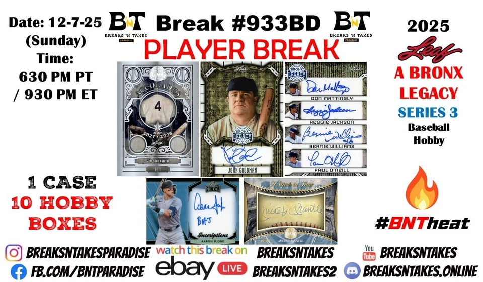 Estuche de hobby Don Mattingly 2025 Leaf Bronx Legacy Serie 3 Break #933BD Foto 1 de 1