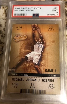 2002 Fleer Authentix 72 Michael Jordan PSA 9 Mint Wizards Tough!! - Image 1 of 2