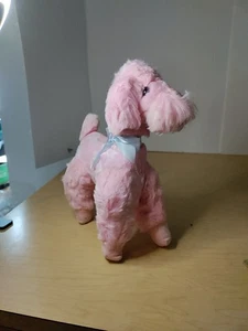 Vintage Pink Poodle Straw Stuffed Toy - 11" Tall - Picture 1 of 18