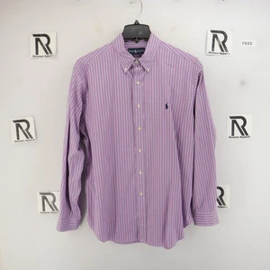 Camisa de vestir para hombre Polo Ralph Lauren Oxford púrpura a rayas con botones talla 17 XL - Imagen 1 de 9