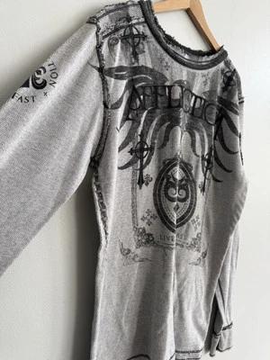 Camisa térmica reversible de manga larga vintage Y2K Affliction para hombre XL hecha en EE. UU. Foto 1 de 4