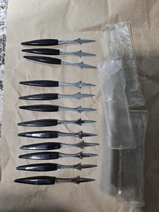 12 Vintage Japan Stainless Black Handled Picks Olives - Picture 1 of 17