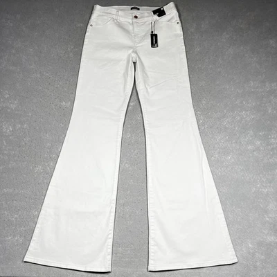 Pantalones de mezclilla Express para mujer talla 8R blancos años 70 acampanados tiro medio bolsillos elásticos nuevos con etiquetas Foto 1 de 4