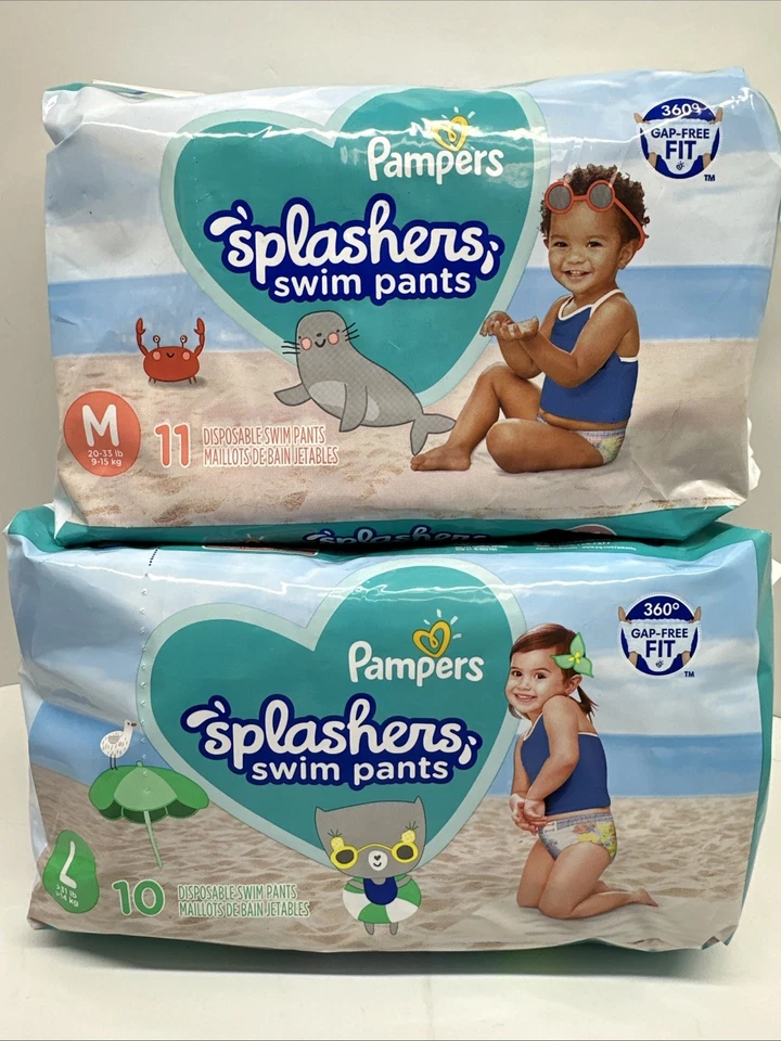 Pampers Splashers Bebé Niño Piscina Desechable Pantalones de Natación Pañales Medianos y Grandes Foto 1 de 1