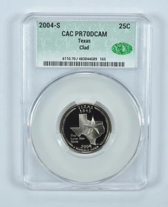 2004-S Washington State Quarter Texas CLAD PR70 DCAM CAC CACg *9742 - Picture 1 of 5