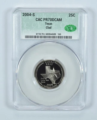 2004-S Washington State Quarter Texas CLAD PR70 DCAM CAC CACg *9742 - Image 1 of 4
