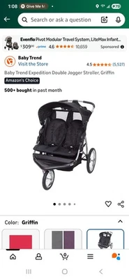 Baby Trend Expedition Double Jogger Stroller, Griffin - Image 1 of 4
