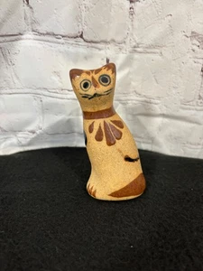 Gatto in gres Tonala Mexico arte popolare dipinto a mano - Foto 1 di 6