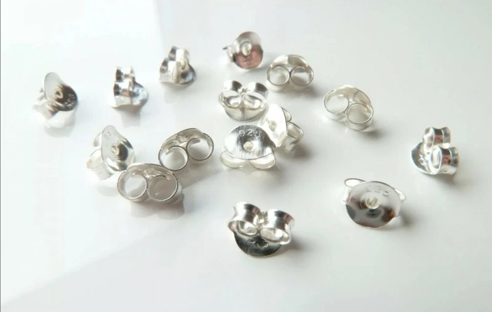 2 Pezzi Chiusura Farfallina Chiusura Per Orecchini Argento 925 - Immagine 1 di 1