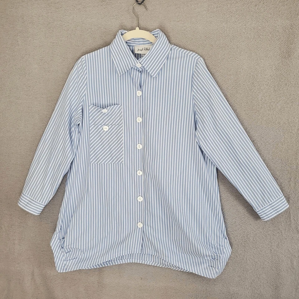 Joseph Ribkoff Mujer S Botón Azul Rayas Bolsillo Frontal Manga Larga Top 8 Foto 1 de 4