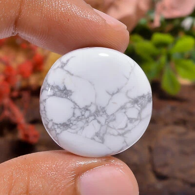 30 Ct. Natural Round Howlite Spiritual Cabochon Loose Gemstone 23X23X5 mm - Image 1 of 4