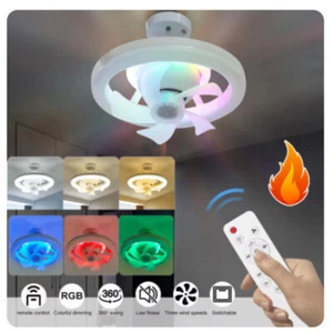 Moving Head Fan Lamp E27 Screw Household Small Ceiling Fan Light for Living Room - Picture 1 of 22