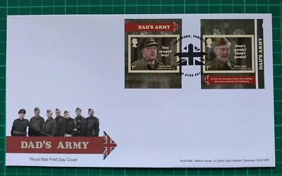 2018 DAD'S ARMY Self Adhesive set of 2 Ex-Booklet FDC Thetford Flag pmk - Image 1 of 2