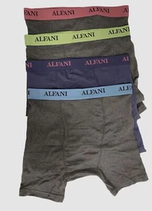 $40 Alfani Underwear Men's Gray Blue Cotton Classic Boxer Briefs 4-Pack Size S - Picture 1 of 2