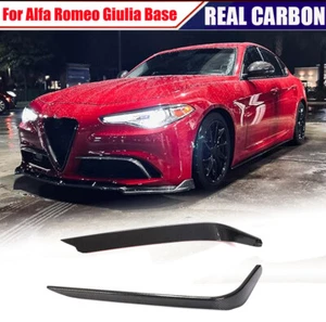 Se adapta a Alfa Romeo Giulia Base 15-21 CARBONO REAL parachoques delantero divisor aletas Canard - Imagen 1 de 14