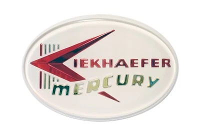 Mercury Kiekhaefer - White Background Oval Outboard Emblem - Image 1 of 3