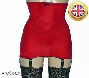 MissX Hi Waist Vintage Style 6 Strap Girdle - RED - NYLONZ Made In UK - Picture 1 of 2