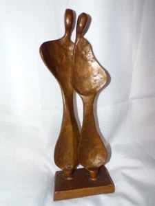 Vintage Brutalist Bronze Sculpture Lovers MAN & Woman Figure 11" - Picture 1 of 7