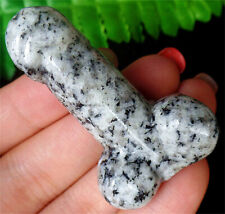 49x30x15mm Black and Gray Marble Penis hand carved realistic Massage BQ69025