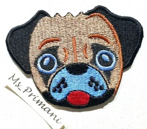 Boxer Bulldog Pug Embroidered Applique Patch Iron/Sew On Dress Biker Dog Badge - Foto 1 di 2