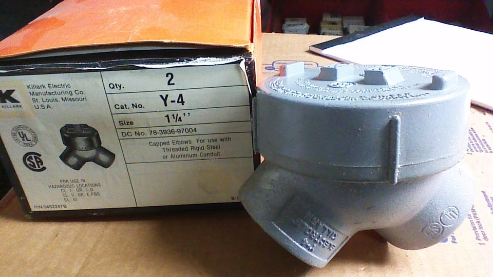 全新 Hubbell Killark Y-4 Y4 1 1/4 英寸 LBY 封盖肘灰色铝质 W482 — 第 1/1 张图片